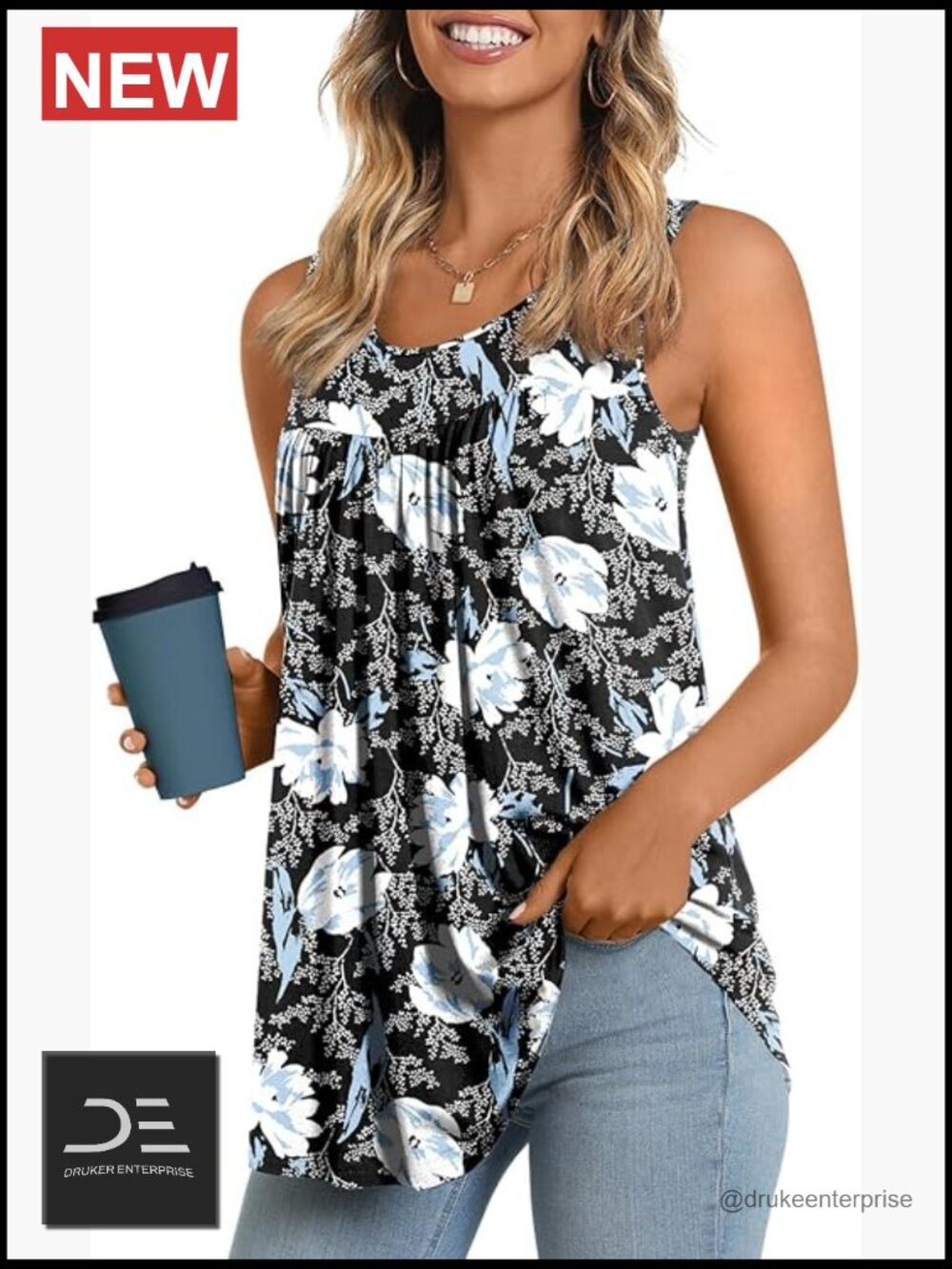 Sleeveless Rayon Spandex Tank Top - Loose Fit Casual Blouse S-4XL